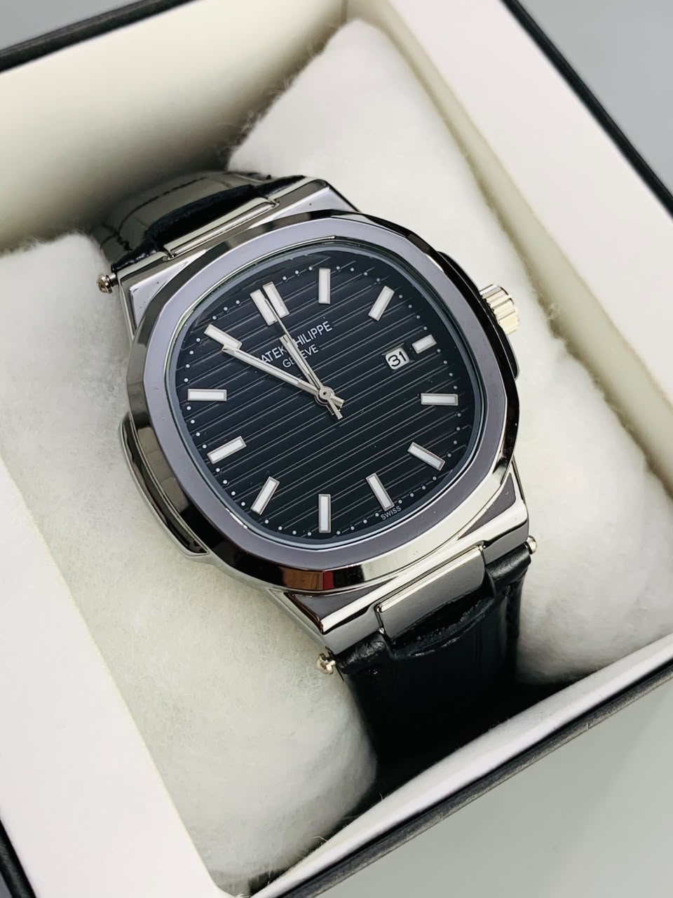 PATEK PHILLIP FULL BLACK LEATHER STRAP