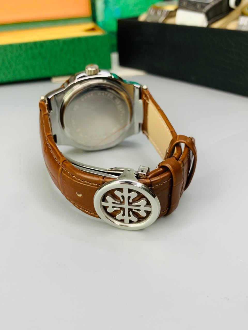 PATEK PHILLIP FULL BROWN LEATHER STRAP