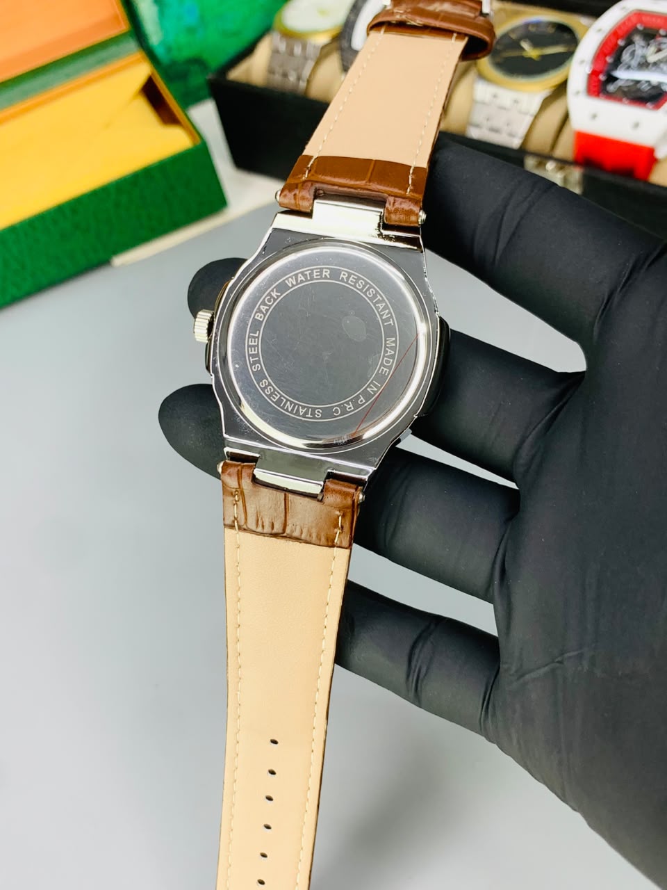 PATEK PHILLIP FULL BROWN LEATHER STRAP
